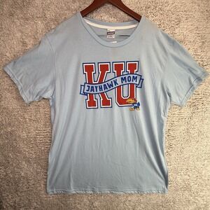 Charlie Hustle‎ KU Jayhawks Moms Womens XL Baby Blue Red And White Team Wear